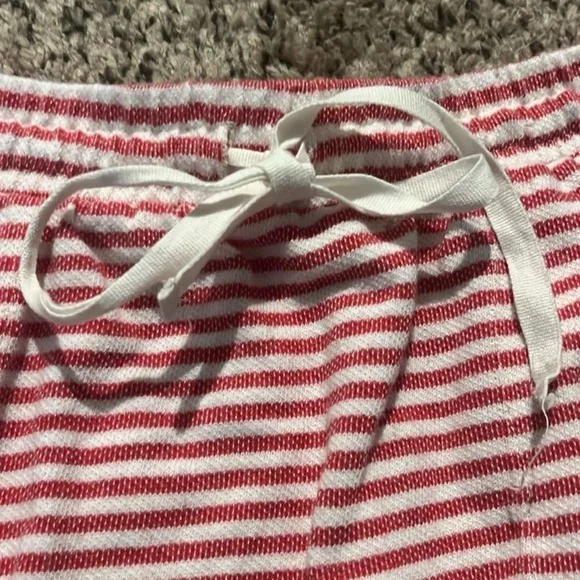 Max Studio Red & White Striped Cotton Skirt with Pockets - Picture 2 of 6